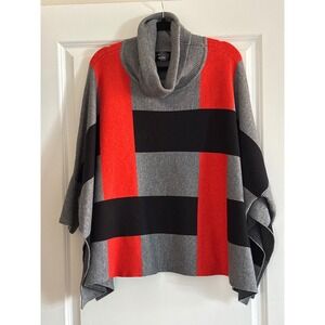 Patrizia Luca Milano Colorblock Turtleneck Poncho Sweater L XL